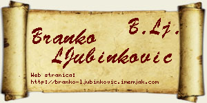 Branko LJubinković vizit kartica